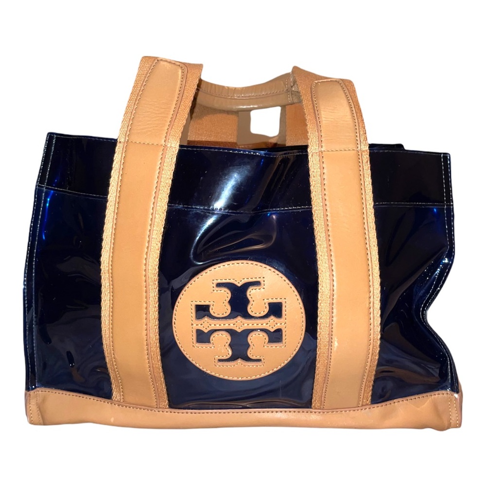 ❌SOLD❌ Tory Burch Large Jesse Blue and Tan Clear Jelly Tote Bag